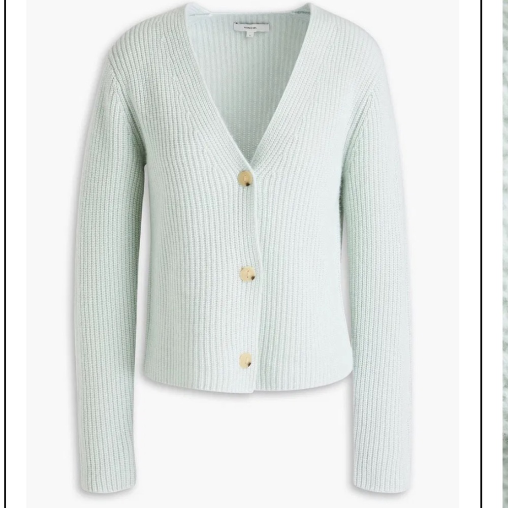 Vince Ribbed 100% Cashmere Cardigan